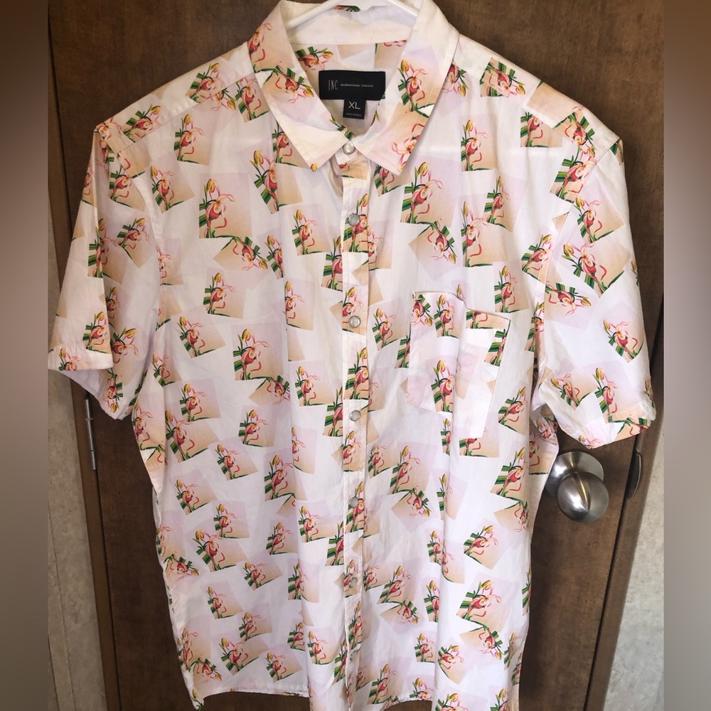 EUC Western Flare I.N.C. Floral Pearl Snaps 100% Cotton XL Casual Aloha Shirt A - Picture 1 of 5